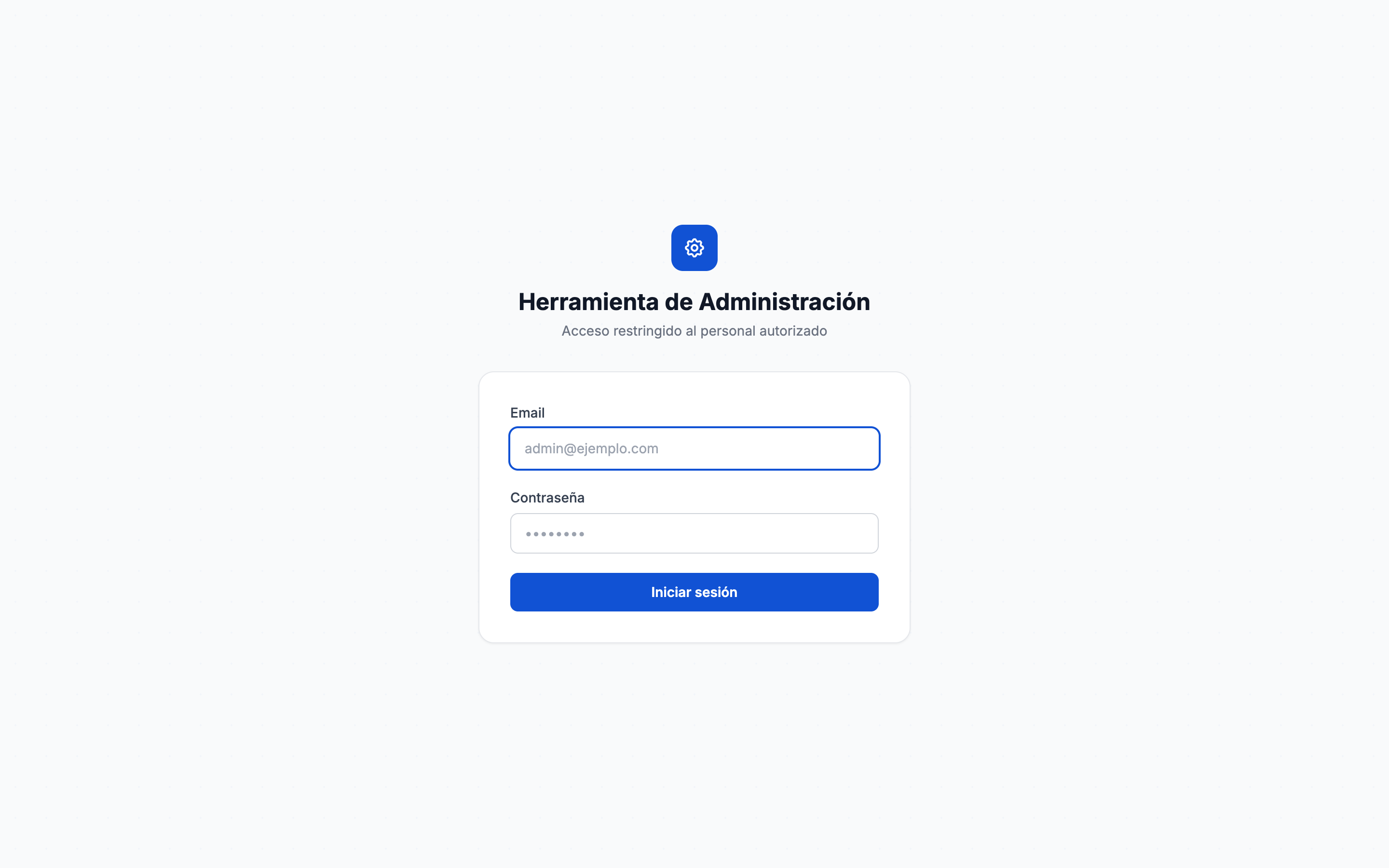 Pantalla de login con campos email y contraseña