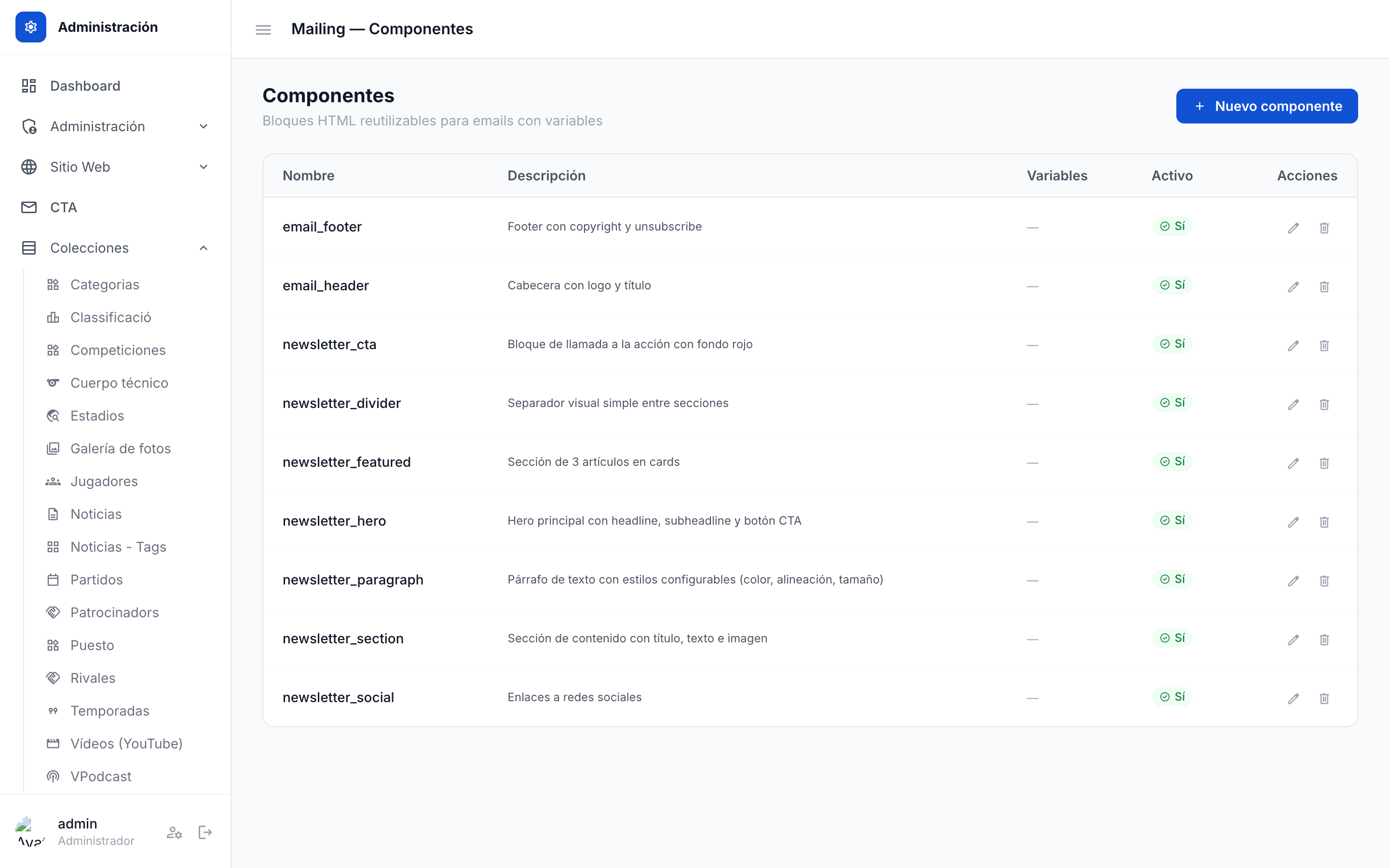 Componentes reutilizables para emails